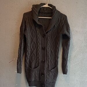 Source Unknown Charcoal Cable Knit Cardigan